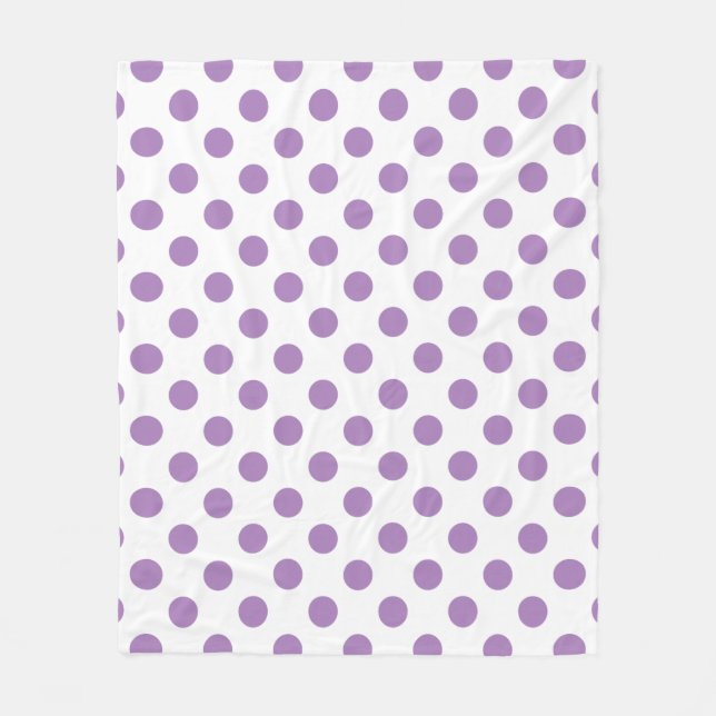 Lavendelpolka-Punkte auf weiß Fleecedecke (Vorderseite)