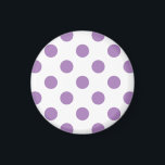 Lavendelpolka-Punkte auf weiß Magnet<br><div class="desc">Lavendel und weiße Polka-Punkte</div>