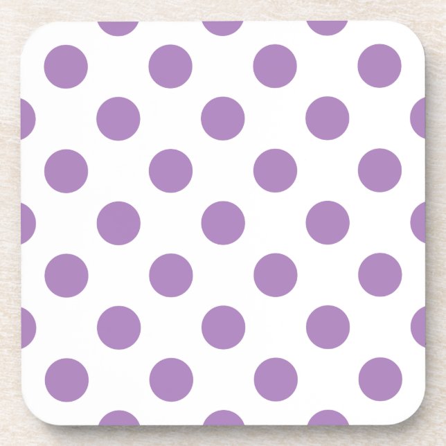 Lavendelpolka-Punkte auf weiß Untersetzer (Vorderseite)