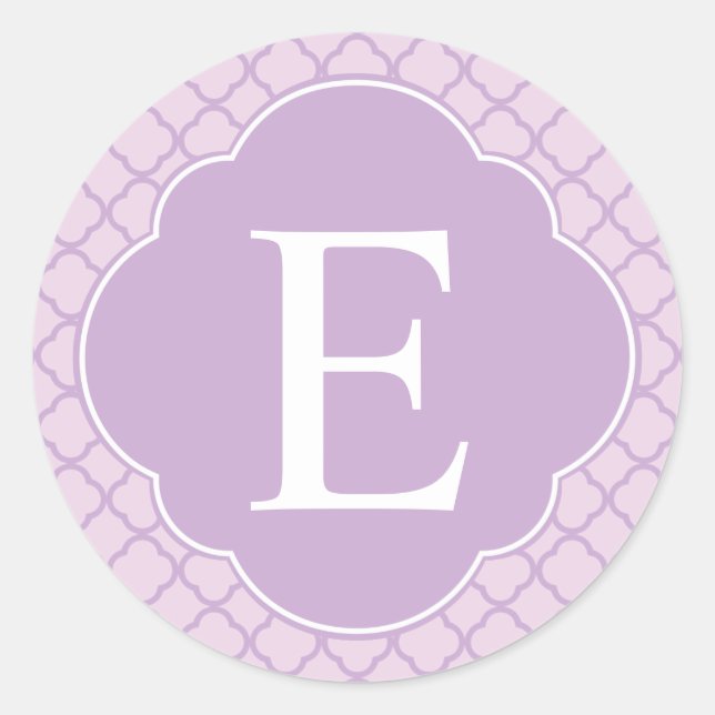 Lavendelquatrefolien-Monogramm Runder Aufkleber (Vorderseite)
