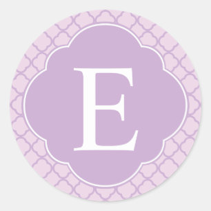 Lavendelquatrefolien-Monogramm Runder Aufkleber