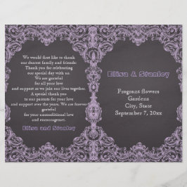 Lavendelrahmen, Kalkboard gefaltetes Hochzeitsprog