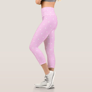 Lavendelrosa mit weißen Punkten Capri Leggings