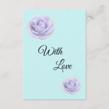 Lavendelrose mit blauer Hochzeitseinlagekarte