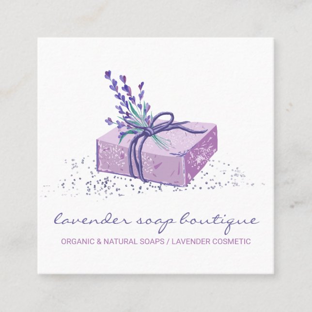 Lavendelseife Lila Bath Kosmetik Quadratische Visitenkarte (Vorderseite)
