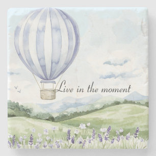 Lavendelstreifen-Ballon-Blumen-Brautjunggesellinne Steinuntersetzer