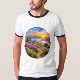 Lavendeltal Sonnenaufgangslandschaft T-Shirt