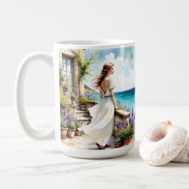 Lavendelträume am Meer Kaffeetasse (Mit Donut)