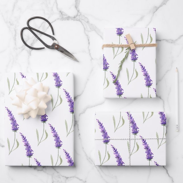 Lavendelwackelpapier Geschenkpapier Set (Vorderseite)
