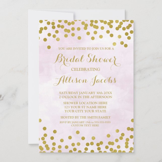 Lavendelwatercolor-Goldconfetti-Brautparty Einladung (Rückseite)