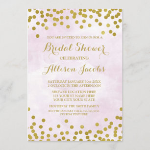 Lavendelwatercolor-Goldconfetti-Brautparty Einladung