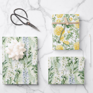 Lavendelweiße Delphinium-Blumen Brausebad Geschenkpapier Set