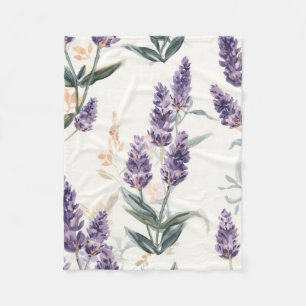 Lavendelzweige Wasserfarben Botanik Lila Blumen Fleecedecke