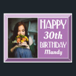 Lavender 30. Art Déco Geburtstags-Foto Poster<br><div class="desc">Dekorieren Sie Ihr Party mit diesem Lavender 30. Art Deco Geburtstag Foto Poster. Passen Sie mit dem Alter,  dem Namen und dem bevorzugten Foto des Geburtstags an. Es bietet einen modernen Deko-Schriftart mit einer stilvollen,  abgeschrägten Grenze.</div>