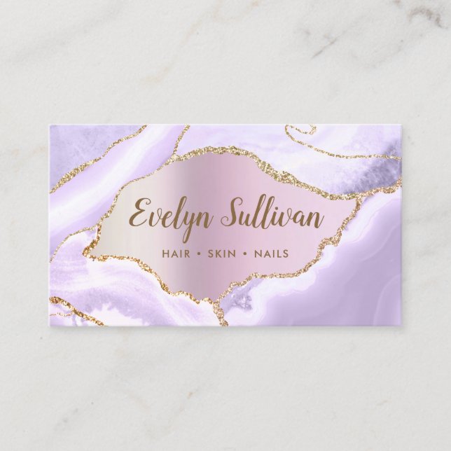 Lavender Agate Faux Pearlescent Foil carte de visi (Devant)