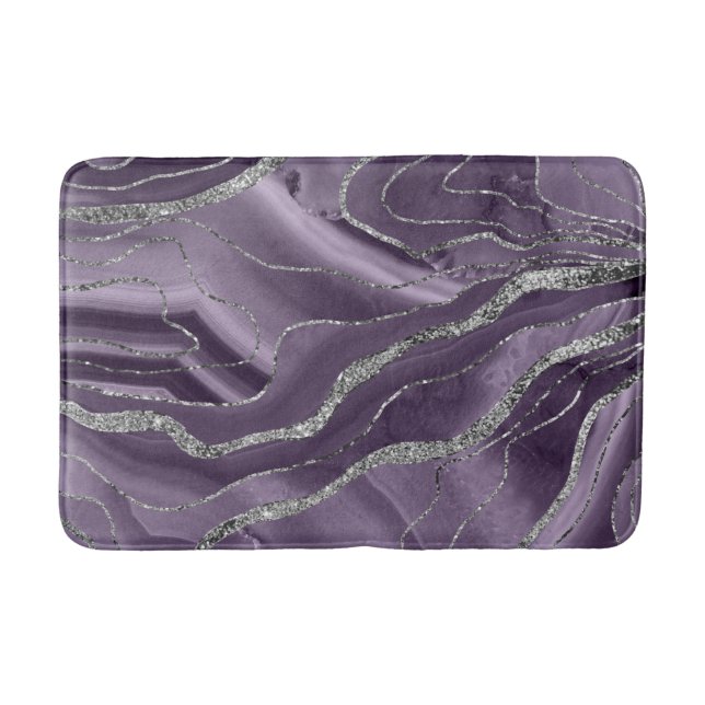 Lavender Agate Silver Glitzer Glam #1  Badematte (Vorderseite)
