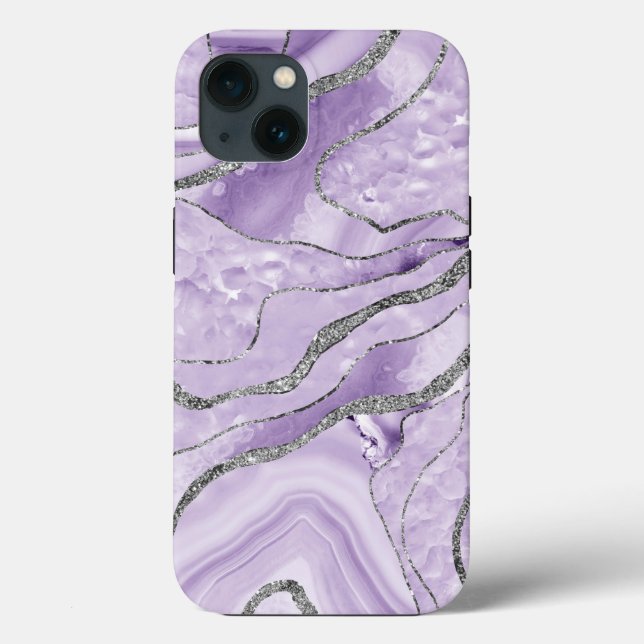 Lavender Agate Silver Glitzer Glam #1 Case-Mate iPhone Hülle (Rückseite)