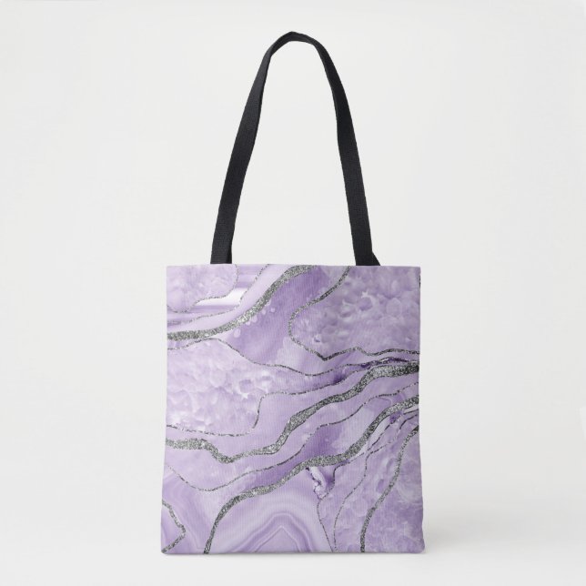 Lavender Agate Silver Glitzer Glam #1 Tasche (Vorderseite)