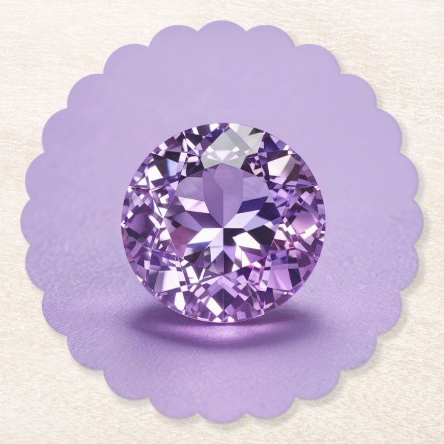 Lavender Amethyst Gemstone Runder skalierter Unter Untersetzer (Vorderseite)