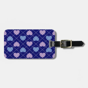 Lavender and Baby Blue Hearts - Raute Muster Gepäckanhänger