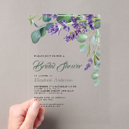 Lavender and Eucalyptus White Marble Bridal Shower Acryleinladungen
