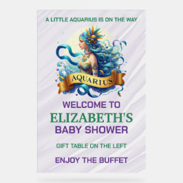 Lavender and Green Aquarius Zodiac Baby Shower Acrylschild