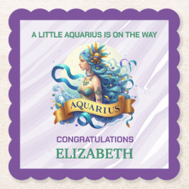 Lavender and Green Aquarius Zodiac Baby Shower Untersetzer