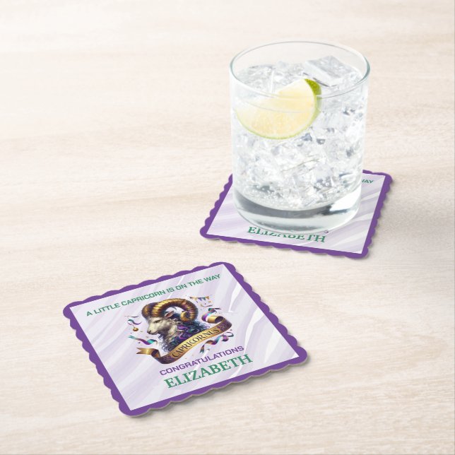 Lavender and Green Capricorn Zodiac Baby Shower Untersetzer (Vor Ort)