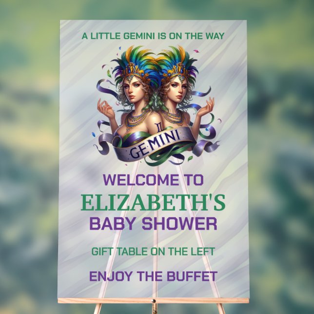 Lavender and Green Gemini Zodiac Baby Shower Acrylschild (Neutral)
