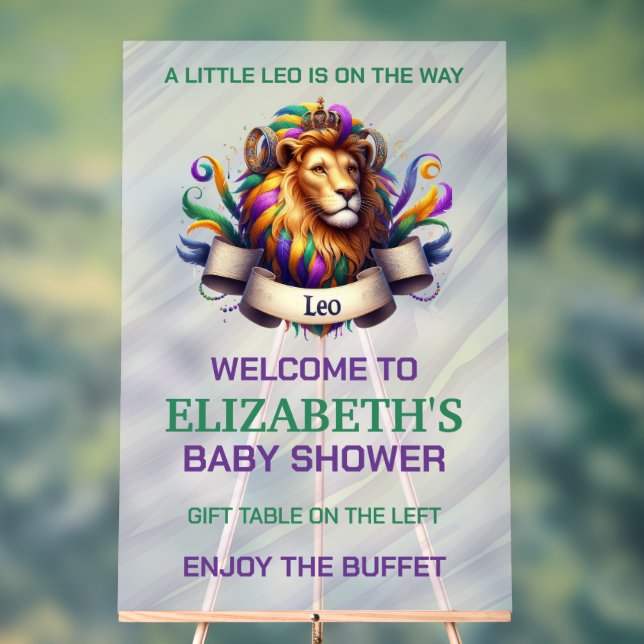 Lavender and Green Leo Zodiac Baby Shower Acrylschild (Neutral)