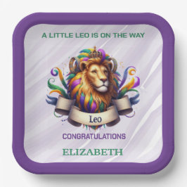 Lavender and Green Leo Zodiac Baby Shower Pappteller