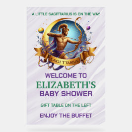 Lavender and Green Sagittarius Zodiac Baby Shower Acrylschild