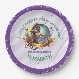 Lavender and Green Sagittarius Zodiac Baby Shower Pappteller