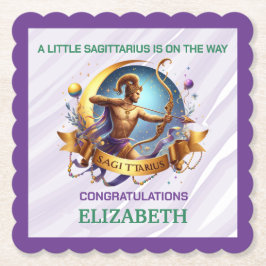 Lavender and Green Sagittarius Zodiac Baby Shower Untersetzer