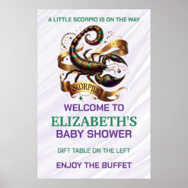 Lavender and Green Scorpio Zodiac Baby Shower Poster