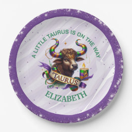 Lavender and Green Taurus Zodiac Baby Shower Pappteller