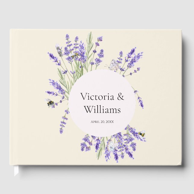 Lavender and Ivory Regency Round Frame Guest Book Gästebuch (Vorderseite)