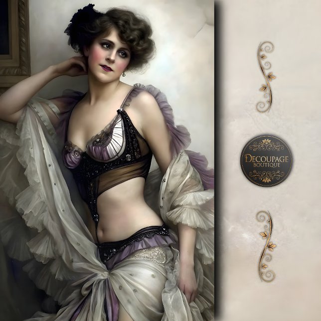 Lavender and Pearl Vintage Showgirl Decoupage Seidenpapier (Lavender and Pearl Vintage Showgirl Decoupage Tissue Paper)