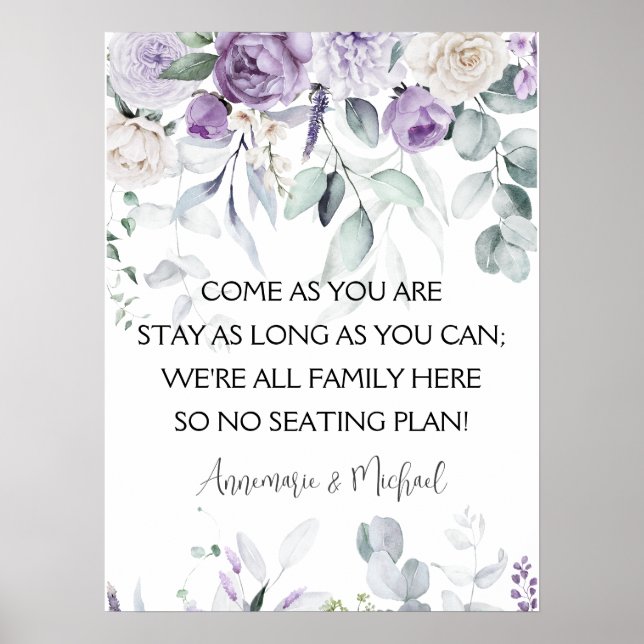 Lavender and Purple Peonie Wedding Poster (Vorne)