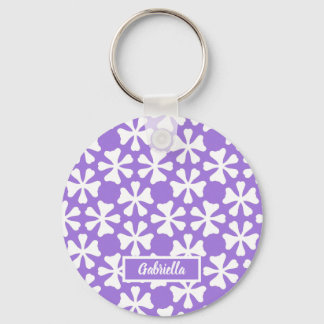 Lavender and White Modern Geometric Floral Pattern Schlüsselanhänger