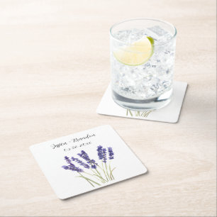 Lavender-Aquarell-Lila-Boho-Blumenhochzeit Rechteckiger Pappuntersetzer