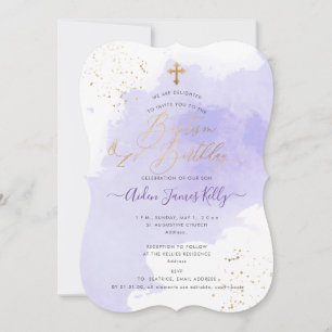 Lavender Aquarell Taufe+1. Geburtstag Einladung