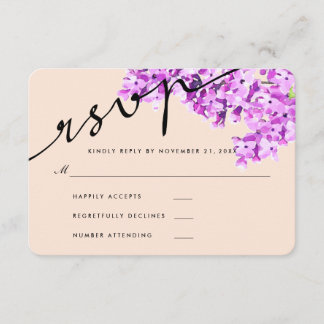 Lavender Aquarelle Fleurs Mariage RSVP Moderne