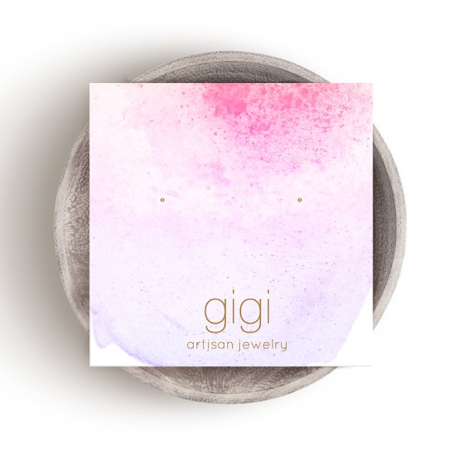 Lavender Aquarellfarbenstecker Earring Display Hol Quadratische Visitenkarte (Von Creator hochgeladen)