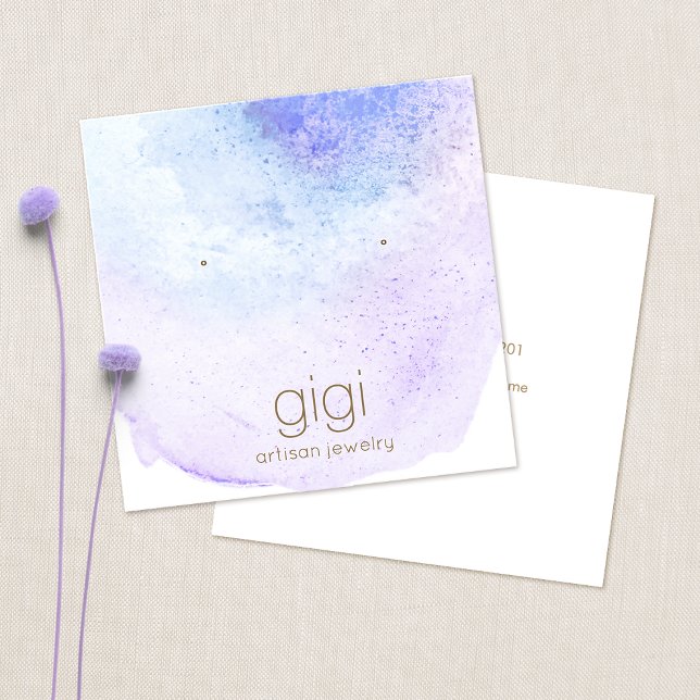 Lavender Aquarellfarbenstecker Earring Display Hol Quadratische Visitenkarte (Von Creator hochgeladen)