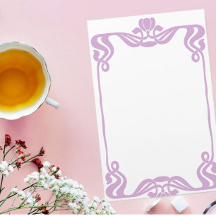 Lavender Art Nouveau Border Stationary Briefpapier