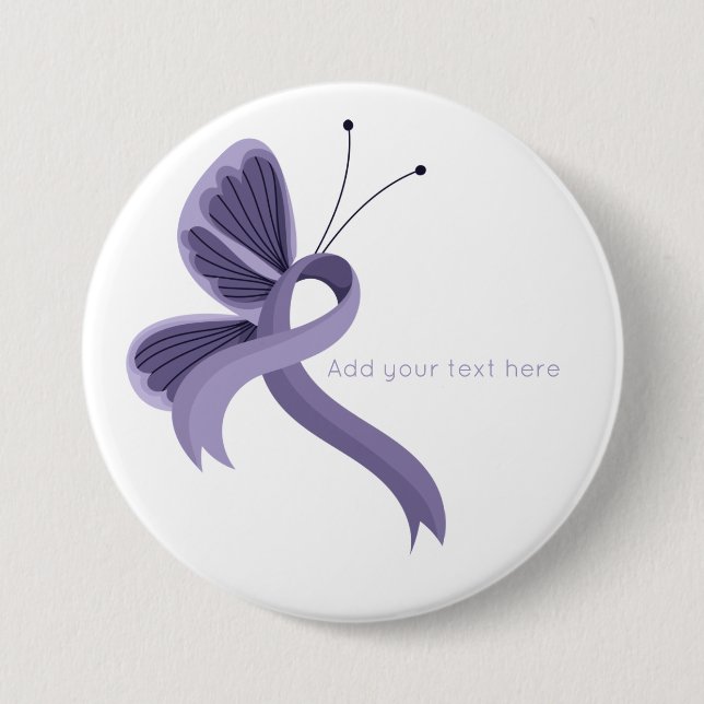 Lavender Awareness Ribbon Butterfly  Button (Vorderseite)