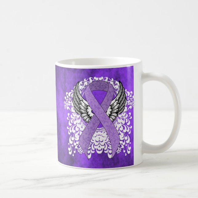 Lavender Awareness Ribbon mit Flügeln Kaffeetasse (Rechts)