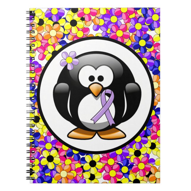 Lavender Awareness Ribbon Penguin Notizblock (Vorderseite)