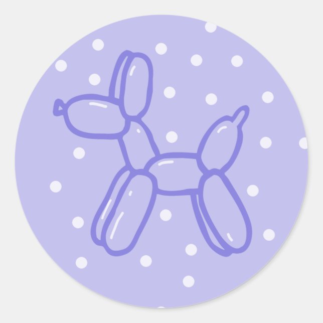 Lavender Balloon Dog Round Sticker (Vorderseite)